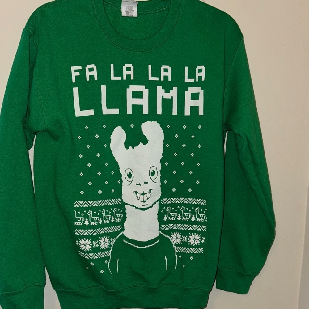 Green Llama Holiday Sweater